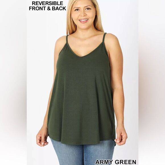 Zenna Reversible Tank Top NWT Army Green - Picture 1 of 4